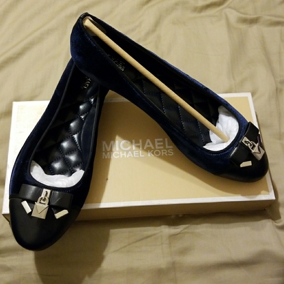 navy blue velvet flats